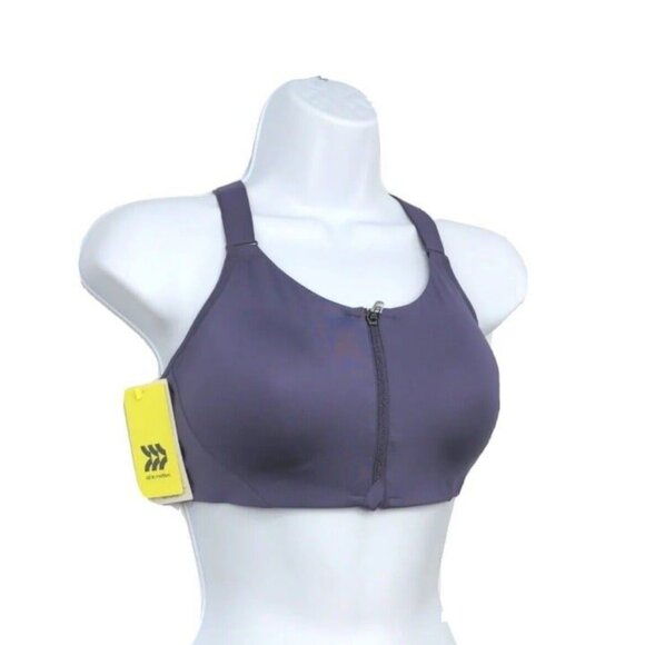 All in Motion Womens Sports Bra High Support Zip Front Racerback Purple Size 34C - Picture 8 of 10